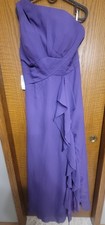 NWT Purple Formal Dress Sz 12 Ruffle Long One Shoulder Corset Back Prom Wedding
