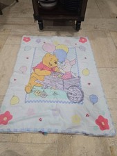 Vintage Winnie the Pooh Crib Comforter Piglet Wheelbarrow Wagon Reversible Rare