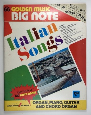 Vintage Golden Music Big Note ''Italian Songs'' Organ, Piano, Guitar & Chord Organ