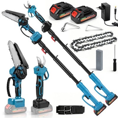4in1 Akku Teleskop 1-1.7m Hochentaster 6Zoll 600W Bürstenlose Elektrisch Astsäge