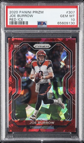 2020 PANINI PRIZM RED ICE #307 JOE BURROW ROOKIE RC PSA 10