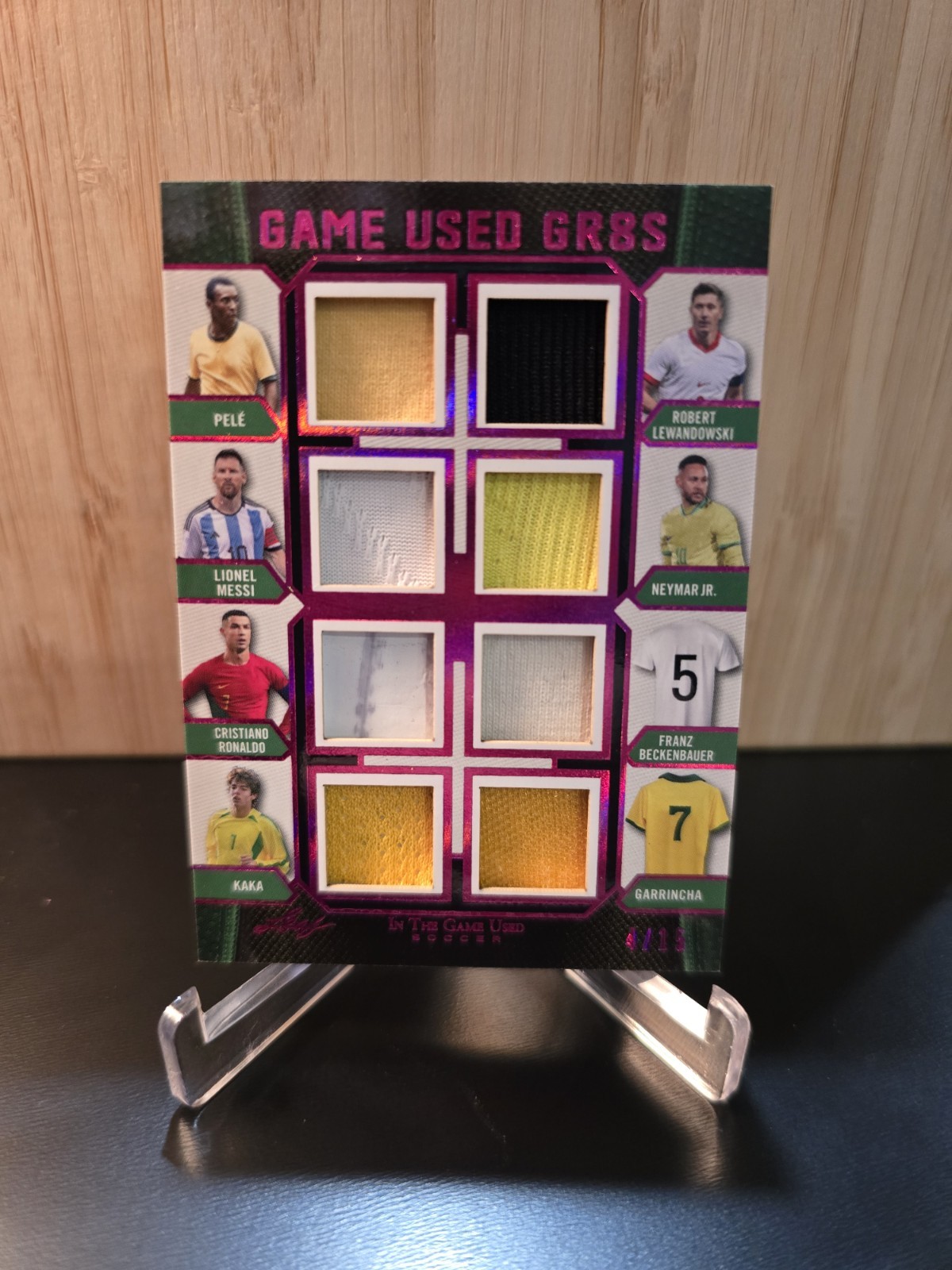 2024 Leaf in the Game Used Sports - Game Used Soccer Gr8s Messi, Ronaldo #4/15