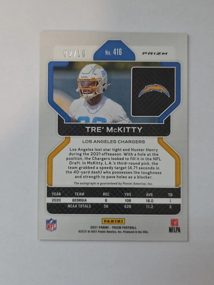 2021 Panini Prizm Gold Disco Prizm # 416 Tre’ McKitty Rookie Card Auto /10 - Image 2 of 4