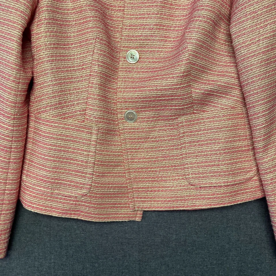 Blazer feminino Talbots tamanho 6 rosa tweed forrado botão frontal jaqueta mistura de acetato - Imagem 4 de 4