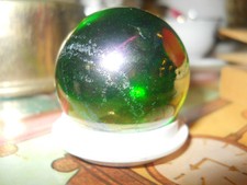 Set 2 35mm Gold Blue Iridescent Green Glass Marble 1 1/4" Microbubbles Boulder