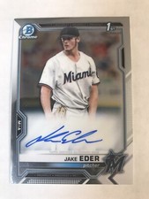 2021 Bowman Chrome Jake Eder 1st Prospect Autograph Auto #CPA-JED Marlins RC