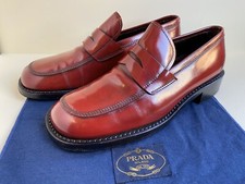 mens Vintage Prada Red Leather Penny Loafers Size 9