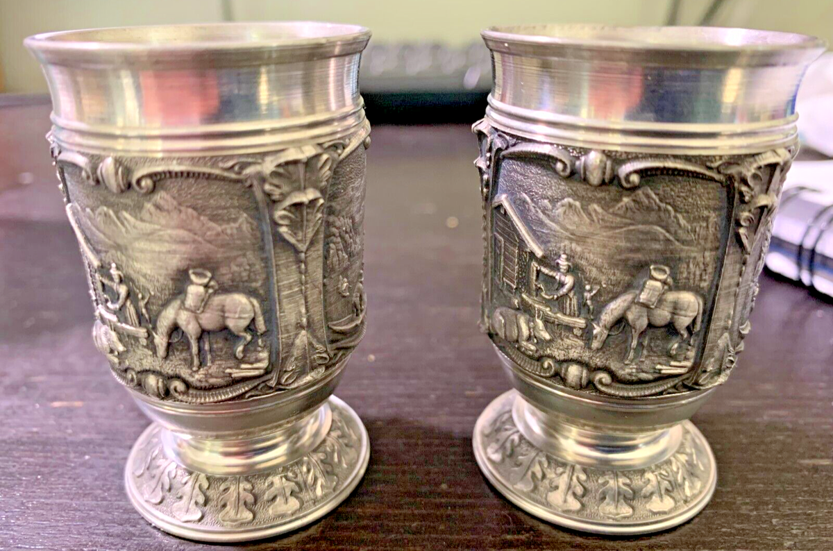 Lot of 3 SKS Zinn 95% Pewter shot cups - 2 are 2.5 