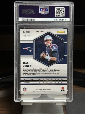 2021 Panini Blue Mosaic Prizm #306 Mac Jones RC Rookie /99 PSA 9