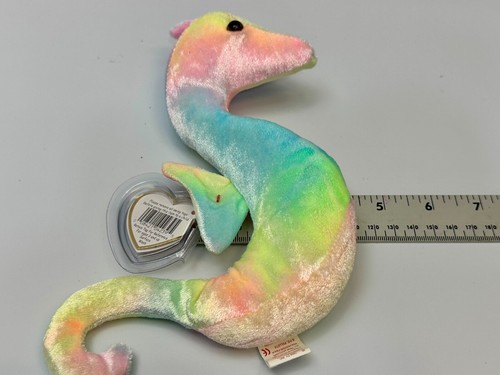 Neon The Seahorse Stuffed Plush Toy Birth April 1 1999 Ty Beanie Baby Retired - Picture 13 of 13