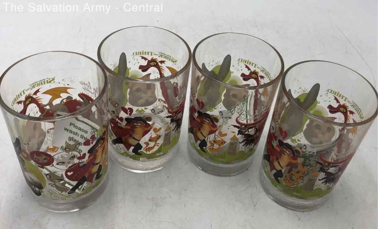 McDonalds Shrek The Third Dreamworks Animation Drinking Glass Set Of 4
