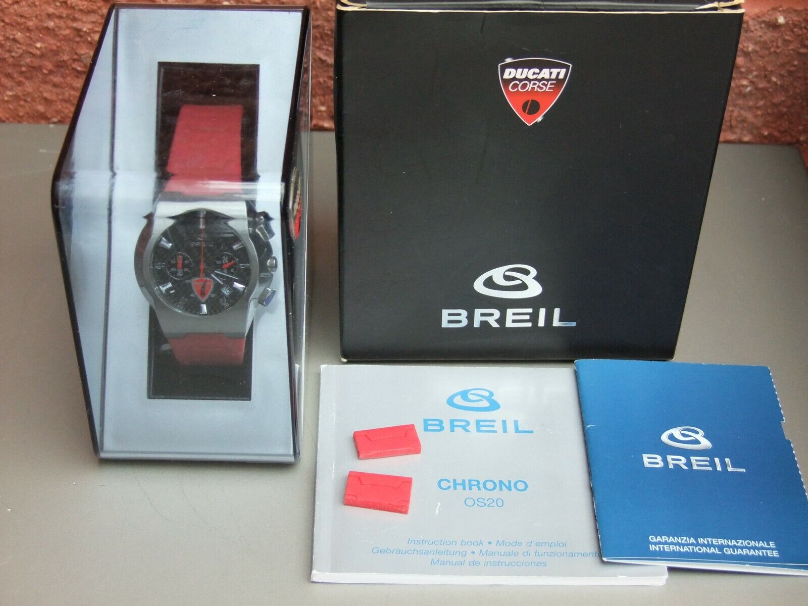 Breil Ducati Gents Chronograph Watch - Red Strap New battery in original Box
