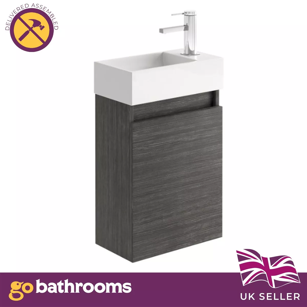 Small Cloakroom Hand Wash Basin Cupboard Compact Cloakroom