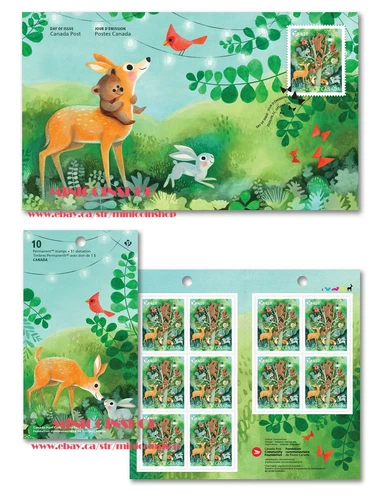 Canada Community Foundation 2020 Booklet Stamp and FDC Set Bear Deer Fox Squirre