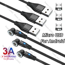 3 Pack Magnetic Micro USB Fast Charging Cable For Android Samsung Charger Cord