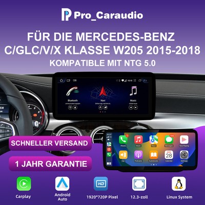 12,3'' CarPlay Autoradio für Mercedes C-W205 GLC-X253 V-W447 GPS Navi linux Radio
