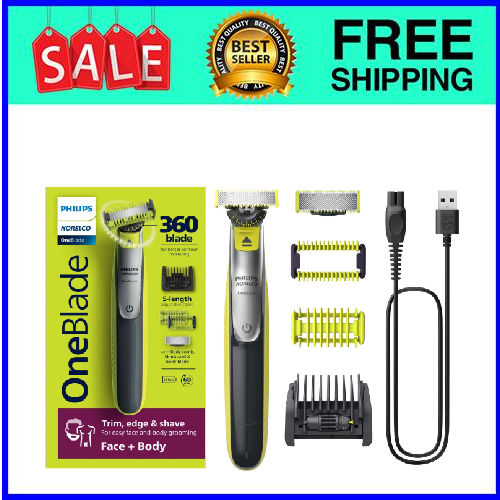 Philips Norelco Oneblade 360 Face + Body, Hybrid Electric Trimmer 5-In-1 Hair