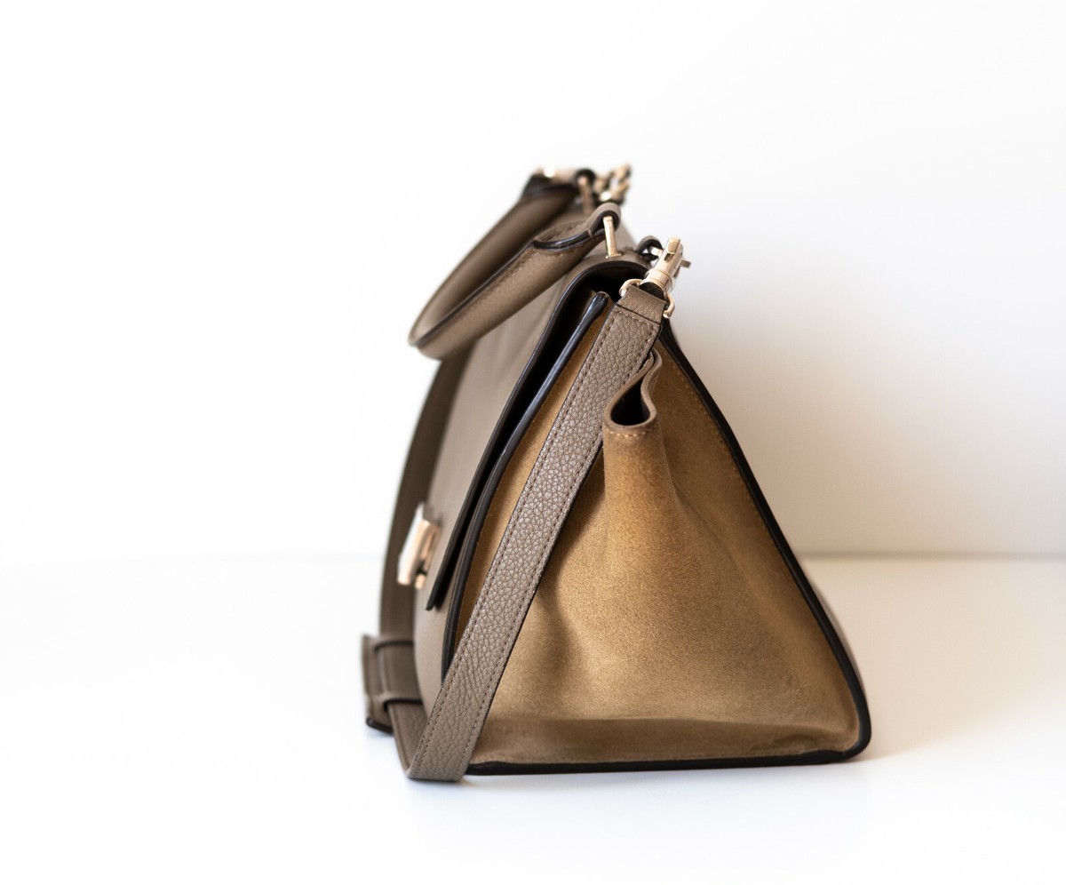 Celine Small Trapeze Bag Calfskin & Suede Taupe | eBay