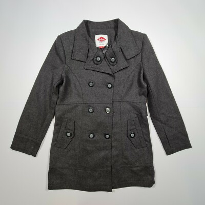 LEE COOPER Womens Tweed Coat Grey UK Wool Blend Jacket Ladies XS