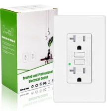 20A Amp GFCI Tamper Resistant Safety Outlet - ETL Listed TR WR Self-Test w/ LED
