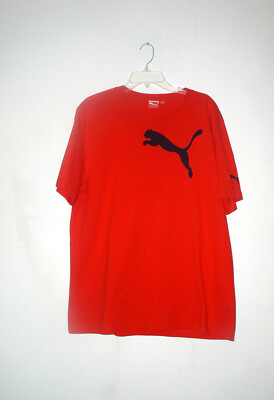 New Puma Men Sport Lifestyle Logo Tee Shirt Red Small Logo Left
