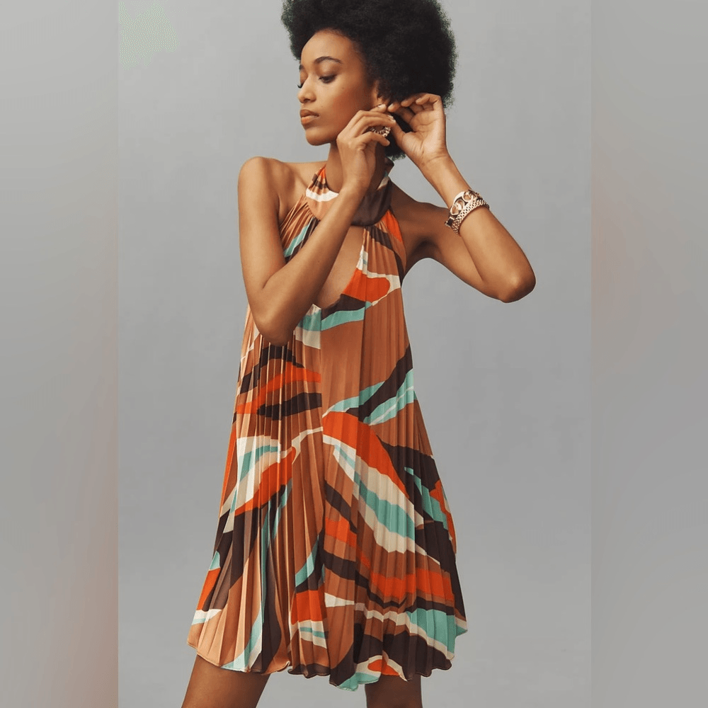 Anthropologie Hutch Halter Pleated Mini Dress Size XL Anthropologie Hutch Halter Pleated Mini Dress Size XL