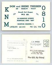 Ham Radio QSL QSO Postcard KNM, Norwalk, Ohio, USA