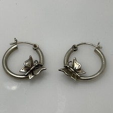 Sterling Silver Butterfly Hoop Earrings 1