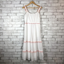 J.CREW FACTORY NWT 100% Cotton White Scalloped-Trim Midi Dress sz 00 CA107