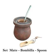 Mate Cup and Bombilla Set - Mate Cup -  Yerba Mate Cup - Mate Wooden - Argentino