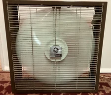 Brown Metal Box Fan VTG GE General Electric 2 Speed 21.5” Tested Working