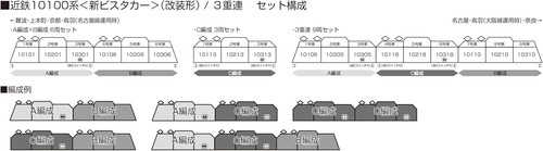 KATO 10-1911 N Gauge Kintetsu Series 10100 New Vista Car Triple Header 9-Car Set - Picture 2 of 2