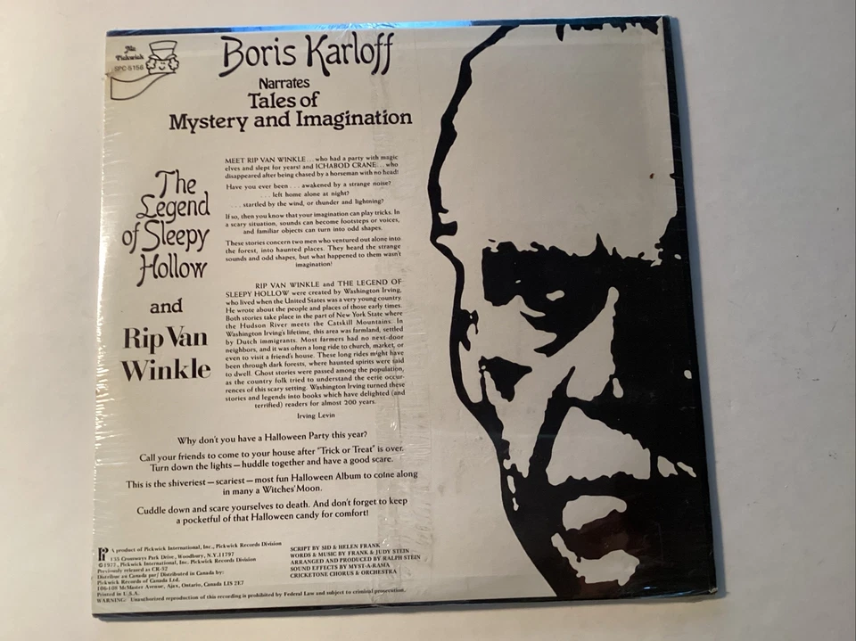 Boris Karloff Sleepy Hollow Rip Van Winkle Record Sealed W/ Rare Hand Puppet Foto 3 de 4