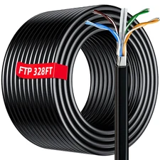 Cat 6 Ethernet Cable Outdoor&Indoor 328Ft/100M (20 RJ45), Cat 6 Shielded Etherne