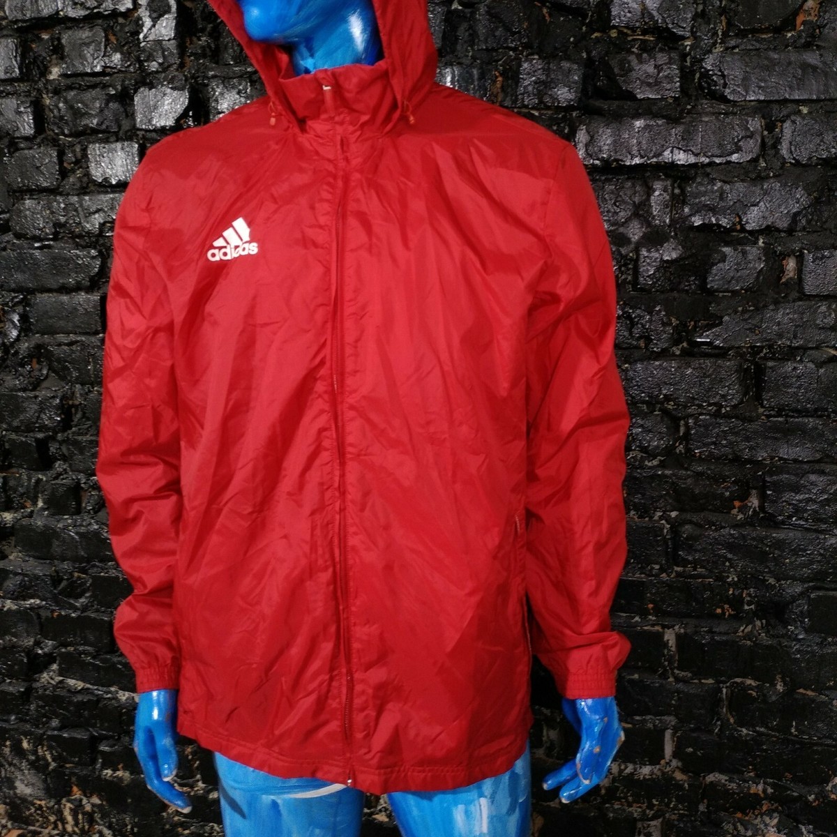 Adidas Windproof Jacket With Zipped With Hood S22278 Red Polyamide