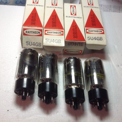 Raytheon 5U4GB Test NOS 100/100% Black Plates Dual Hanging O GETTER CODE JEFV