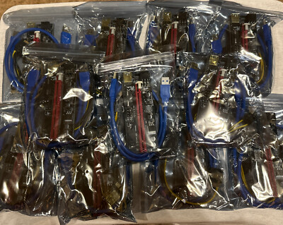 11-PACK VER009S PCI-E Riser Card PCIe 1x to 16x USB 3.0 Data Cable Mining, (new)