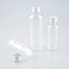 30ml/50ml/100ml Empty Clear Plastic Bottles Cosmetic Containers Aluminum Cap