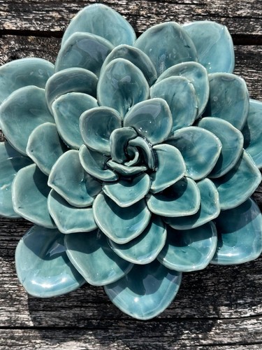 Fleur Lotus bleu en céramique diamètre 18 cm - Photo 3/8