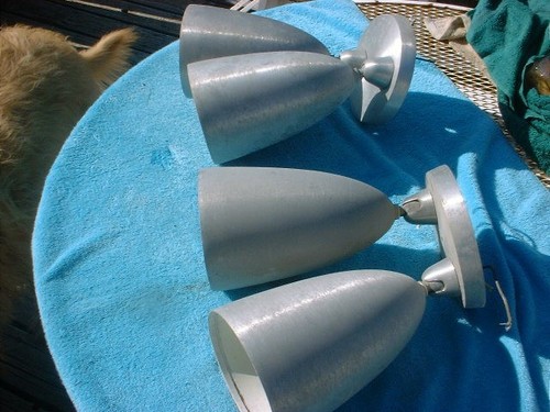 Mid Century Modern 2 Double-Cone Prescolite Swiv-O-Lite stainless steel way cool