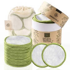 Reusable Makeup Remover Pads 20 Pack, Washable Bamboo Cotton Rounds with Bag