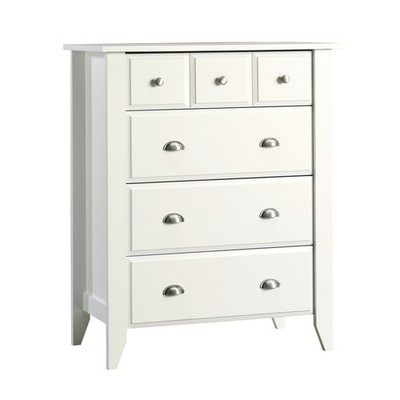 Bowery Hill Four Deep Drawers Wood Bedroom Chest in Soft White