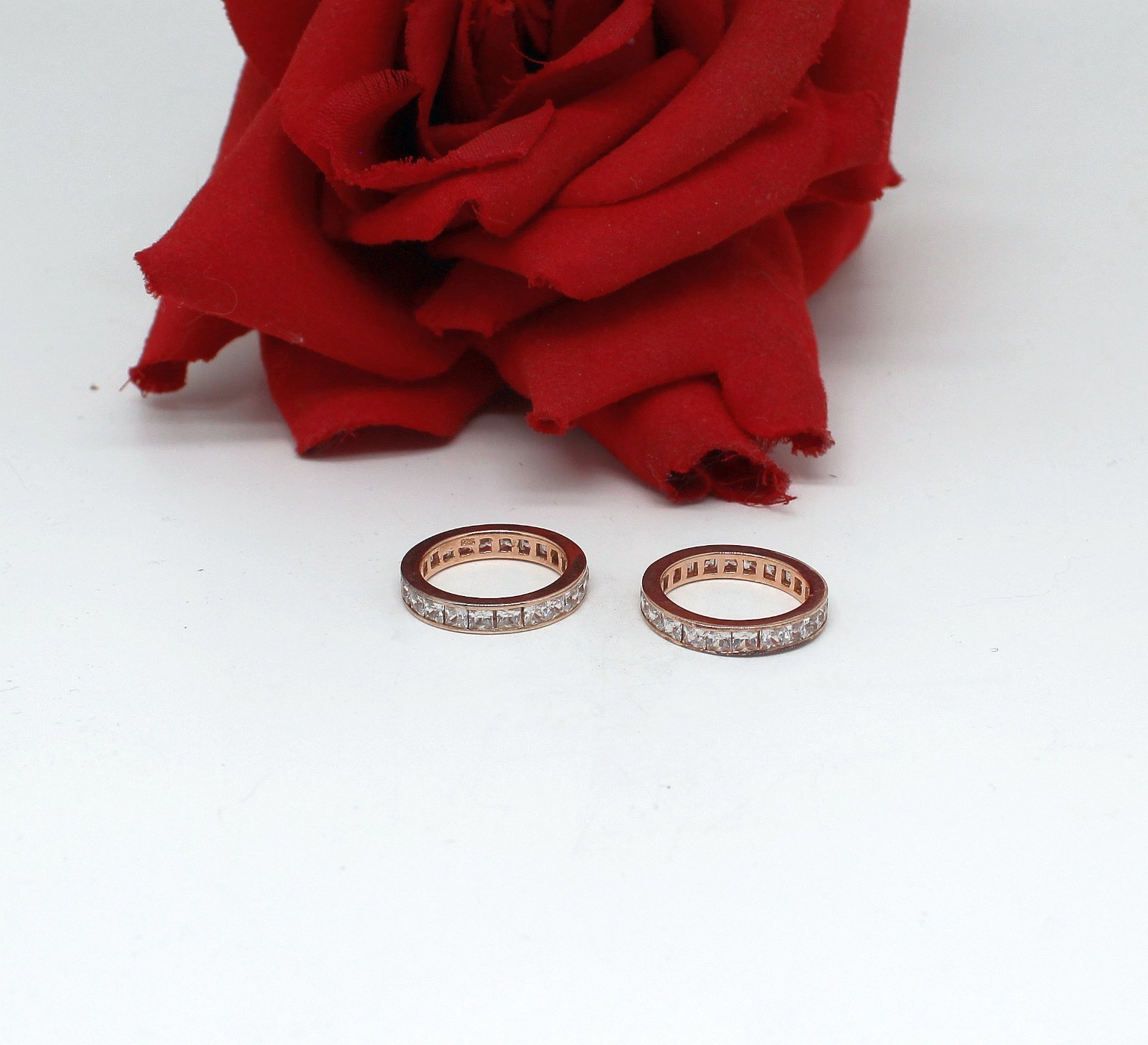 Sterling Silver  CZ Stackable  Ring Set Lot  Size… - image 1