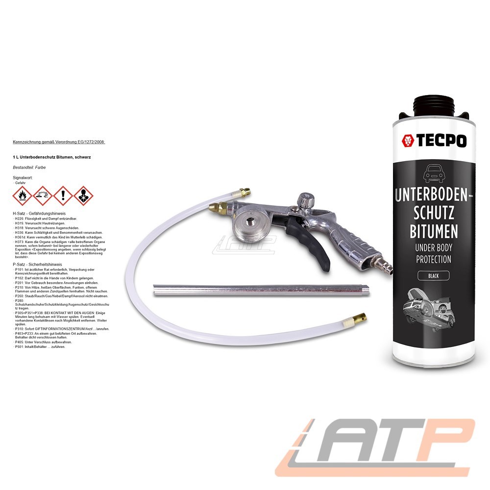 Tecpo 1 L Unterbodenschutz Bitumen Schwarz Steinschlagschutz + SprÜHpistole-image