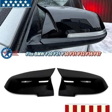 2x Gloss Black Side Rearview Mirror Cover Cap For BMW 3 Series F30 F31 320i 328i
