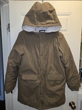 Cat and Jack Coat Girls XX L 18 Beige Heavyweight Parka Hooded Lined Warm