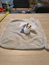 Burts Bees Baby Lovey Security Blanket Bumblebee White Gray Knotted Crinkle