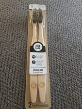 Charcoal Bamboo Toothbrush Soft Infused Bristles 2pk By BrushBuddies