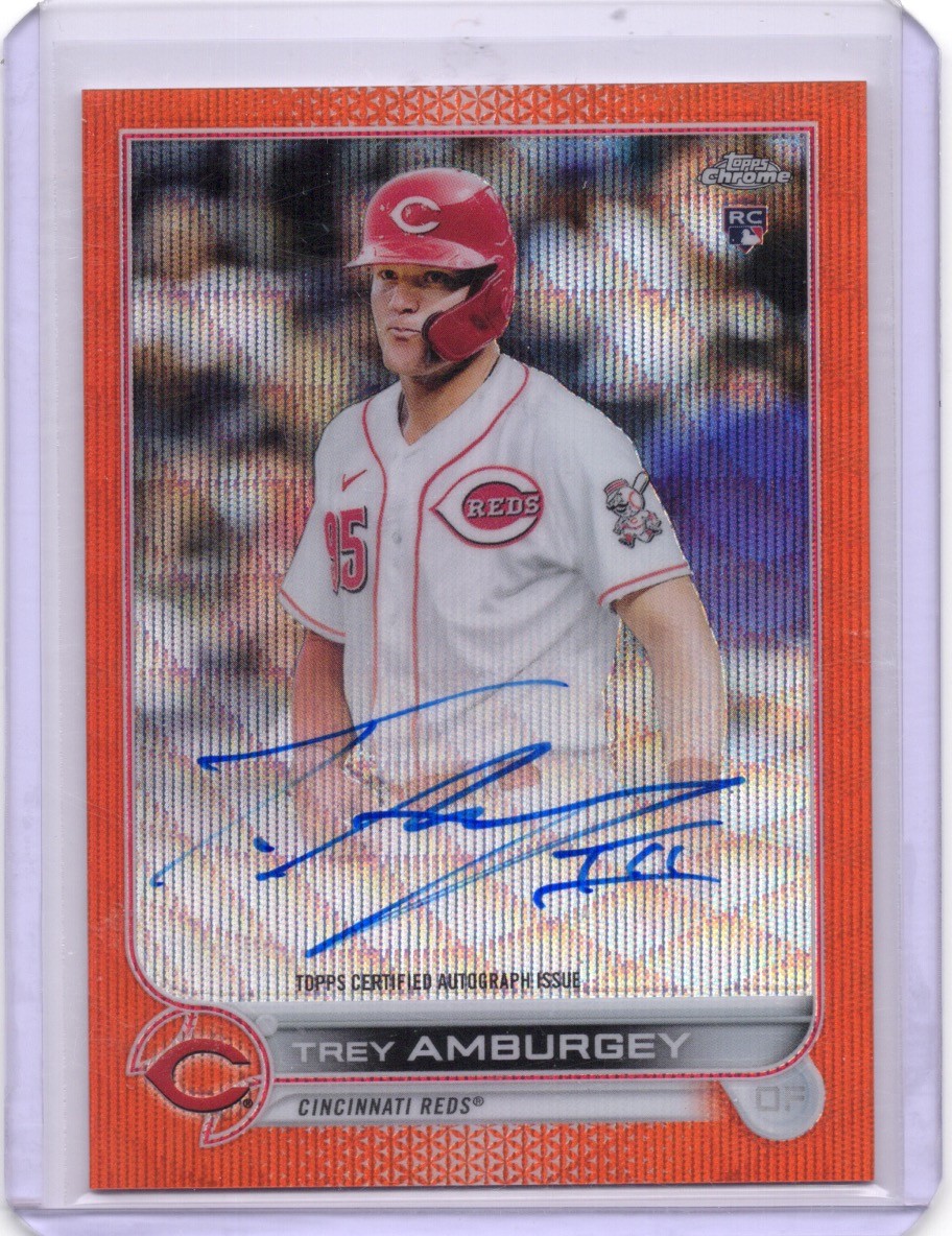2022 Topps Chrome #RA-TA Trey Amburgey Rookie Auto Orange Wave Refractor #/25