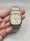 Timex Vintage 1982 Pre E-Line Automatic Watch 34MM Square Gold Tone Runs
